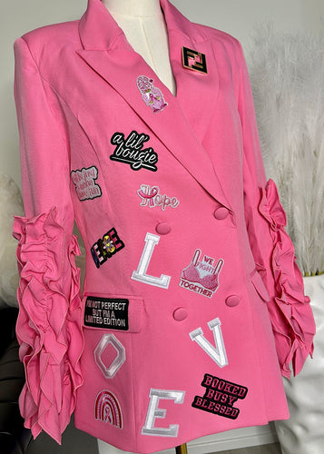 CUSTOM RR PRETTY IN PINK BREAST CANCER BLAZER “LOVE” (SMALL)